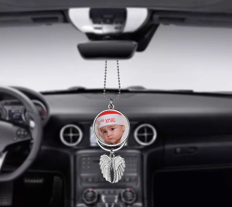 Customized Rearview Mirror Photo Wings - Silver