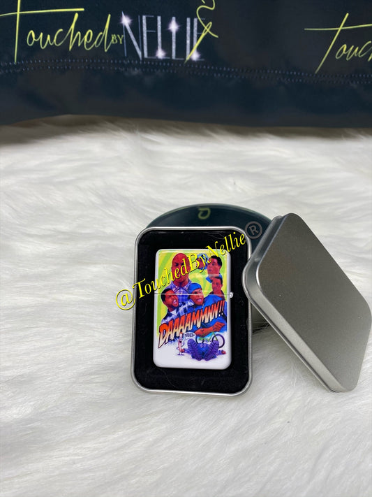 White Stainless Steel Flip-Top Oil Flint Lighter - Customizable