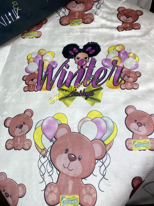 Baby Personalized Plush Blanket - White