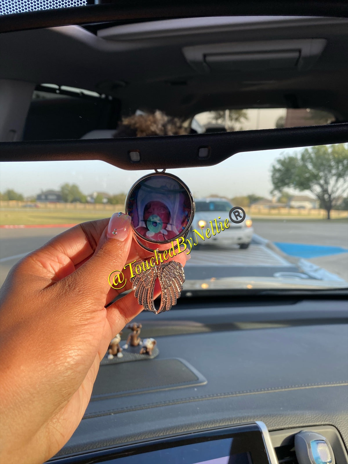 Customized Rearview Mirror Photo Wings - Silver